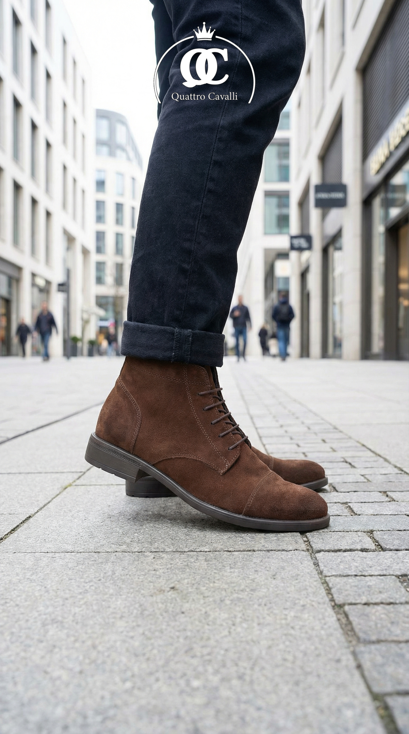 9425 מגף עור חום זמש